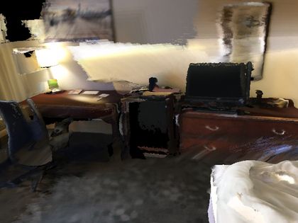 The starting view a policy is given for: What color is the desk?